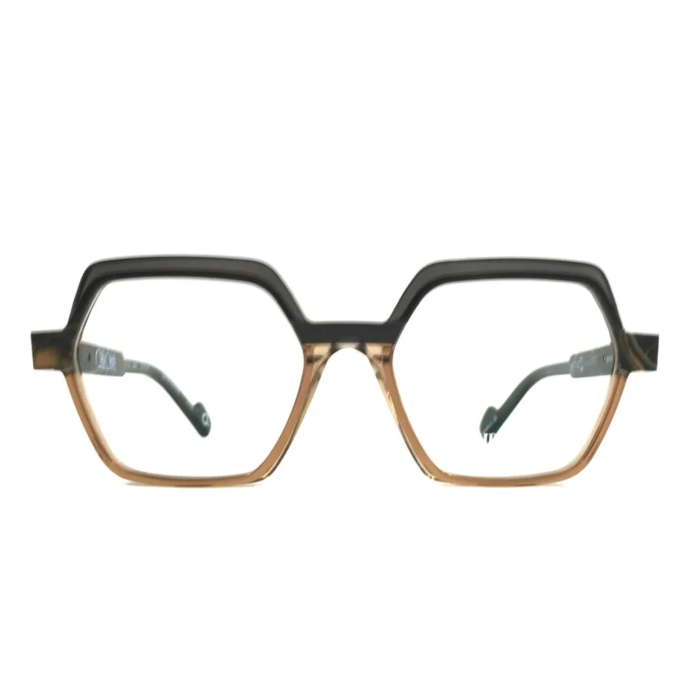 Etnia Barcelona Eyeglasses Frames CHROMA N38 BRBE Brown Beige Hexagon 53-18-140